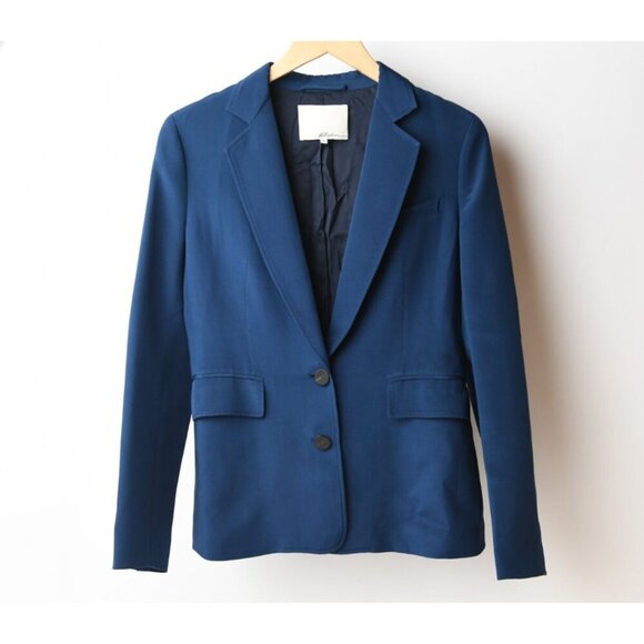 3.1 Phillip Lim 100% Silk Blue Two Button Lapel Blazer Size 4 Office Work - Picture 1 of 12